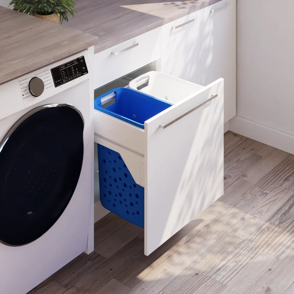Fabuwood concealed hamper pullout with ventilated removable basket