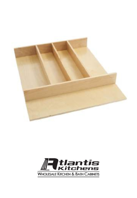 Maple utensil tray with four long compartments