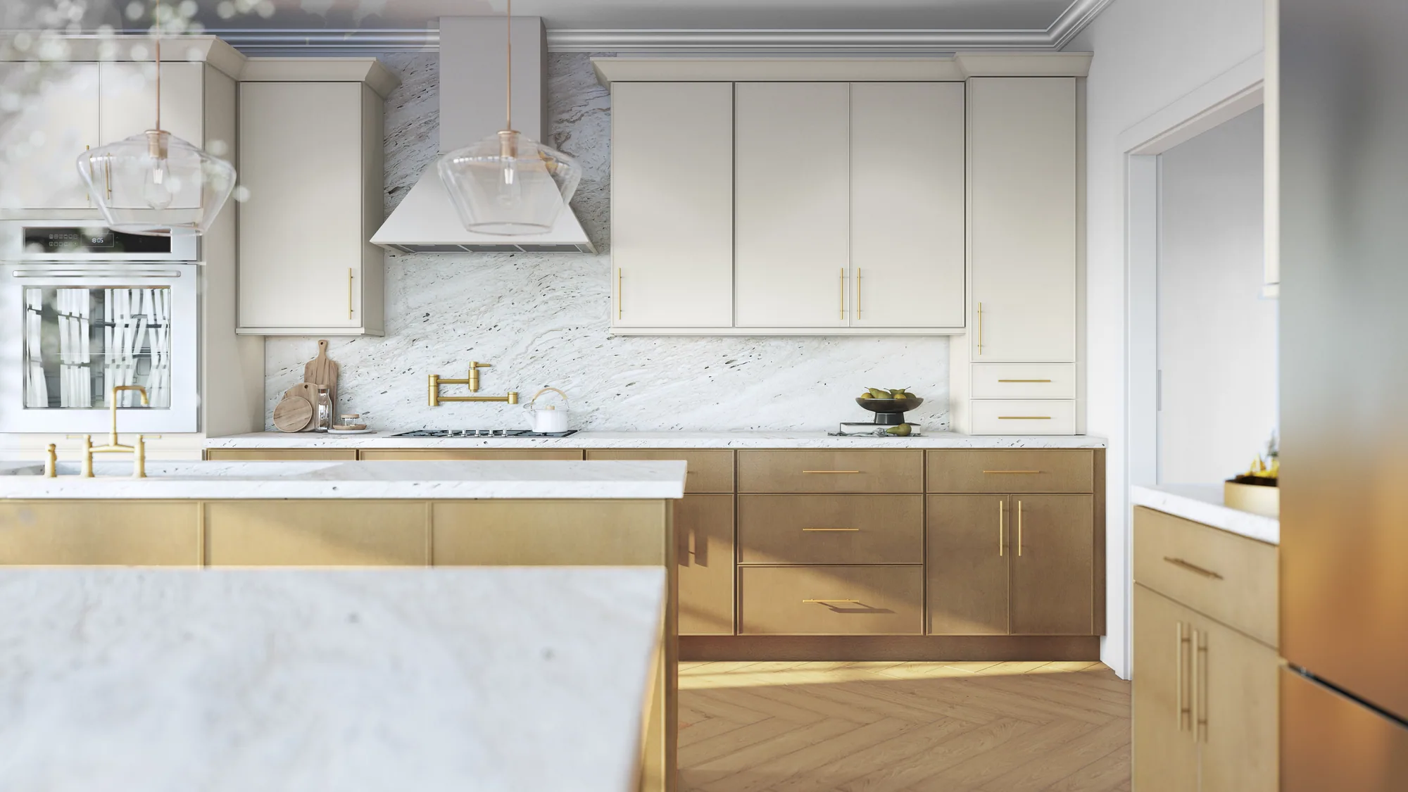Timber and dove face-frame kitchen, second view