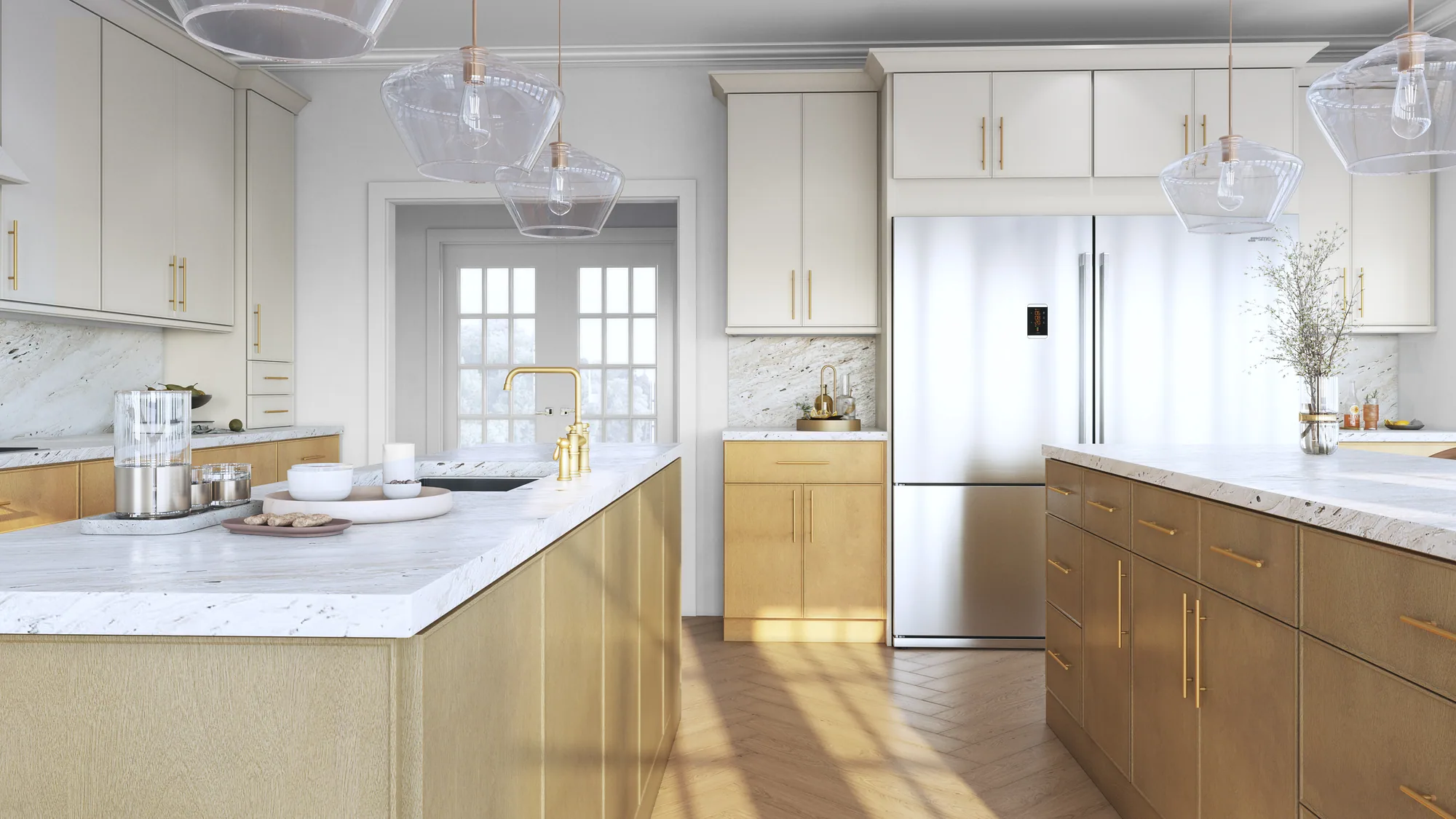 Timber and dove face-frame kitchen, third view