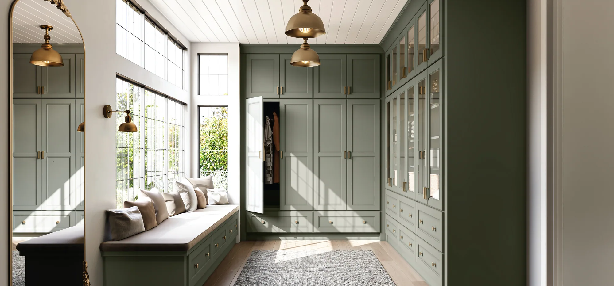 Forest green face-frame kitchen, third view