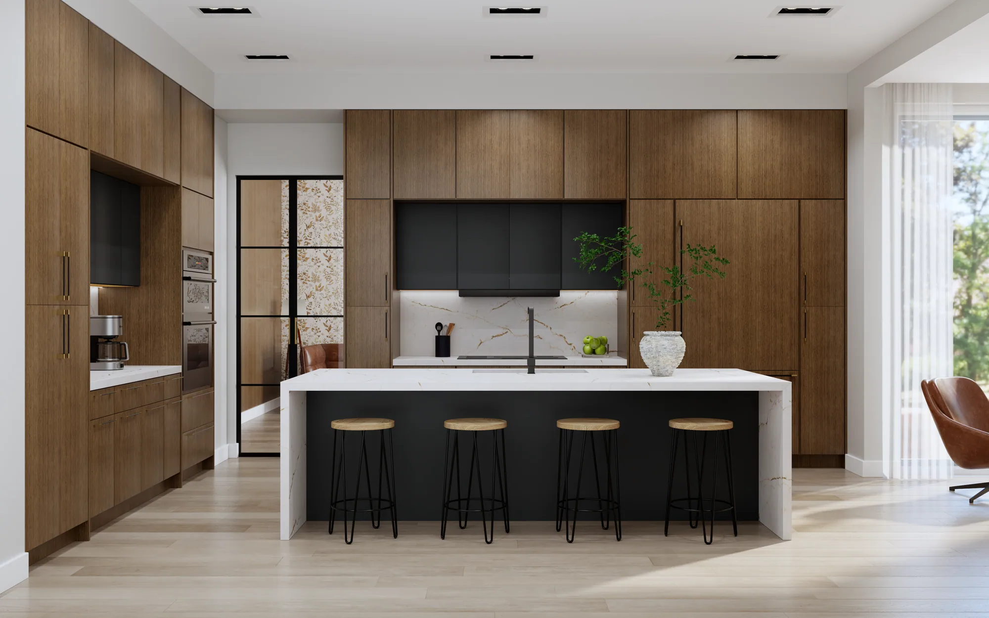 Canyon oak face-frame kitchen with a large island, first view